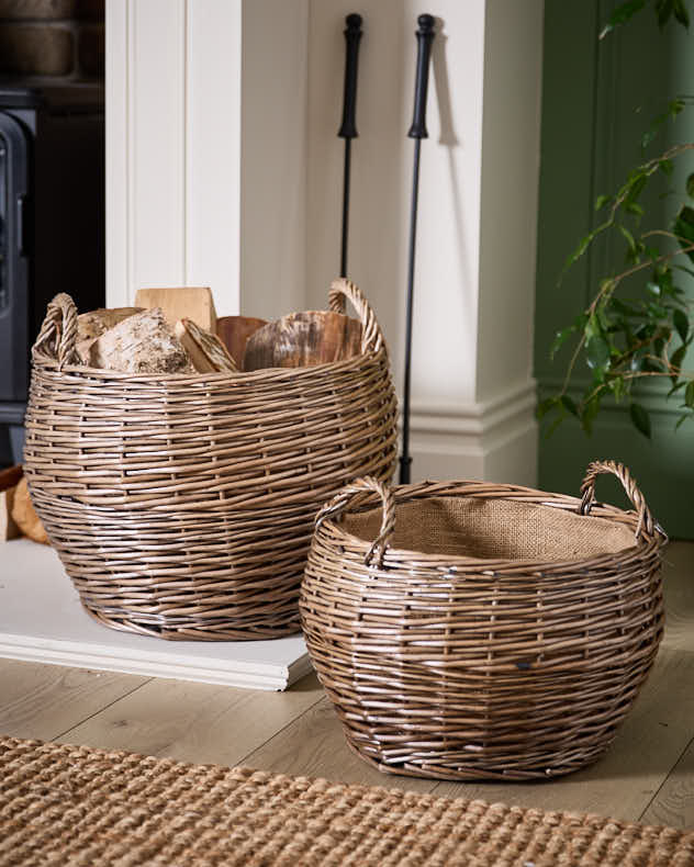 Set of 2 Delphi Wicker Log Baskets - Image 6