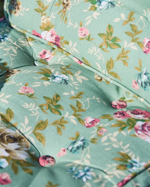 Set of 2 Green Floral Garden Seat Cushions - Image 4