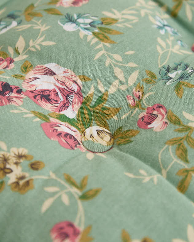 Set of 2 Green Floral Indoor Seat Cushions - Image 3