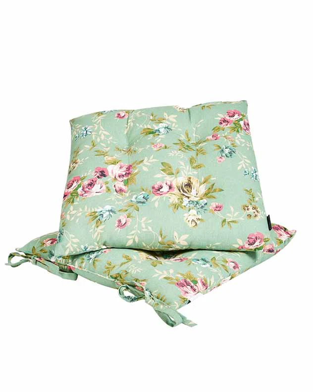 Set of 2 Green Floral Indoor Seat Pads - Image 5
