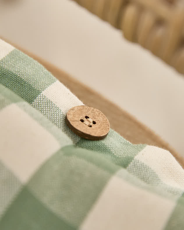 Set of 2 Green Gingham Indoor Seat Pads - Image 3