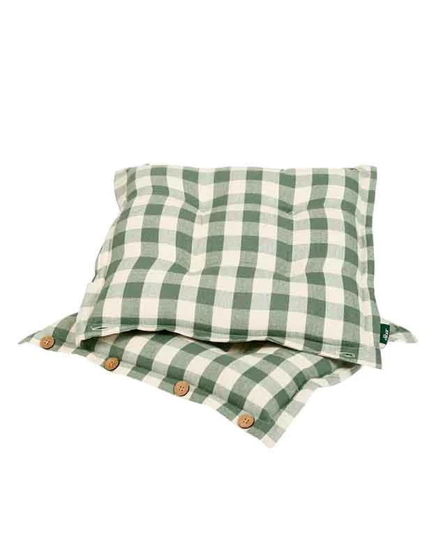 Set of 2 Green Gingham Indoor Seat Pads - Image 5