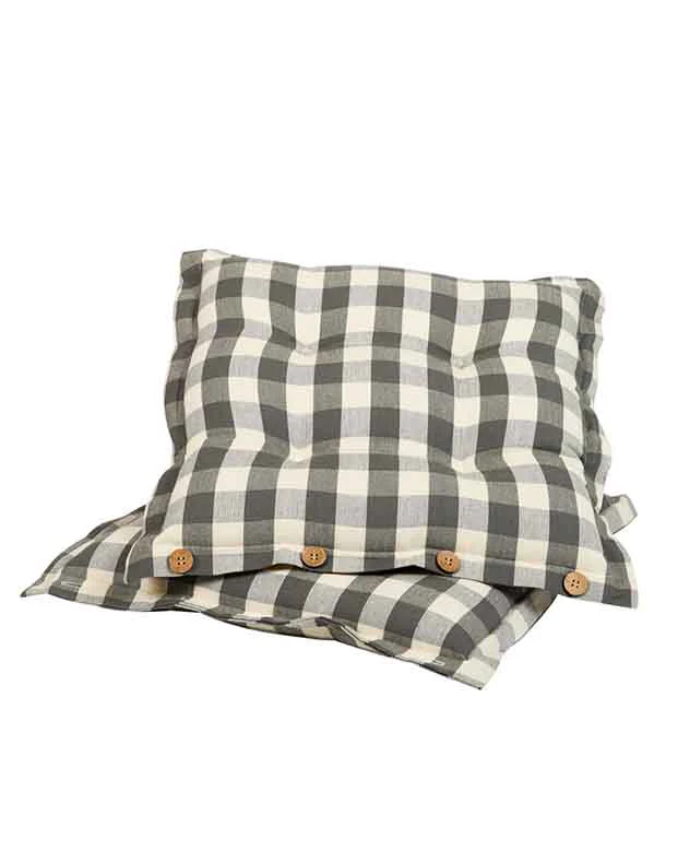 Set of 2 Grey Gingham Indoor Seat Pads - Image 5