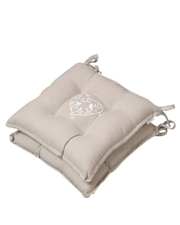 Set of 2 Love Birds Grey Seat Pads - Image 2