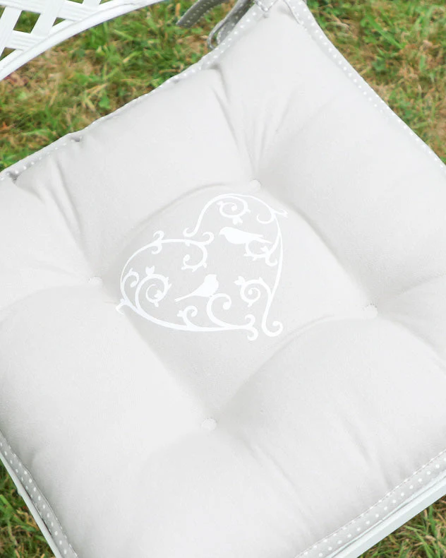 Set of 2 Love Birds Grey Seat Pads - Image 3