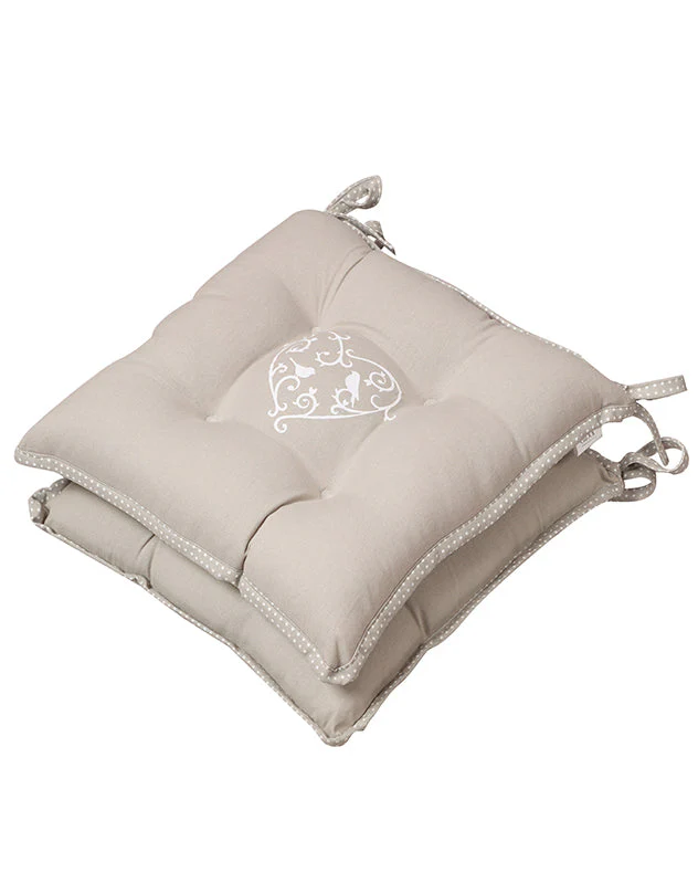 Set of 2 Grey Love Birds Seat Pads - Image 2