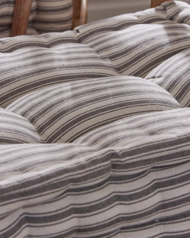 Set of 2 Grey Stripe Cushion Seat Pads - Image 5