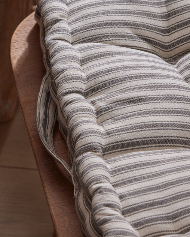 Set of 2 Grey Stripe Cushion Seat Pads - Image 6