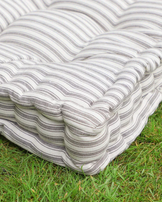 Set of 2 Grey Striped Mattress Cushions - Image 3
