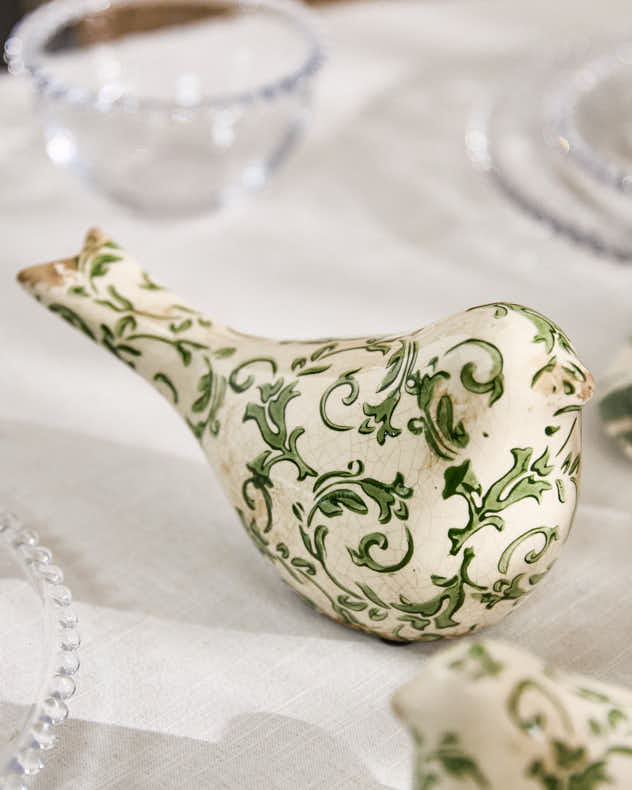 Set of 2 Irina Green Botanical Bird Ornaments - Image 3