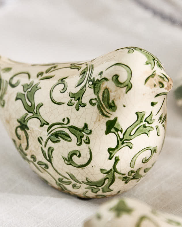 Set of 2 Irina Green Botanical Bird Ornaments - Image 4