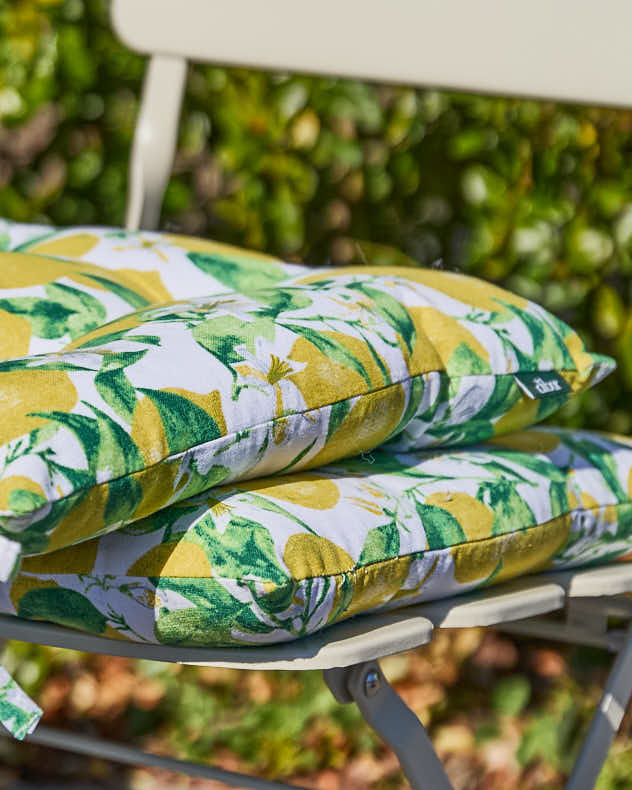Set Of 2 Lemon Patterned Outdoor Seat Pads - Image 5