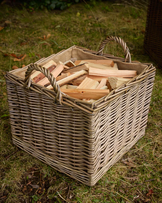 Set of 2 Lined Wicker Log Baskets - Image 2