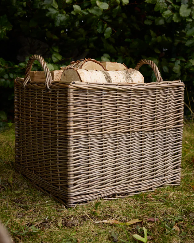 Set of 2 Lined Wicker Log Baskets - Image 3