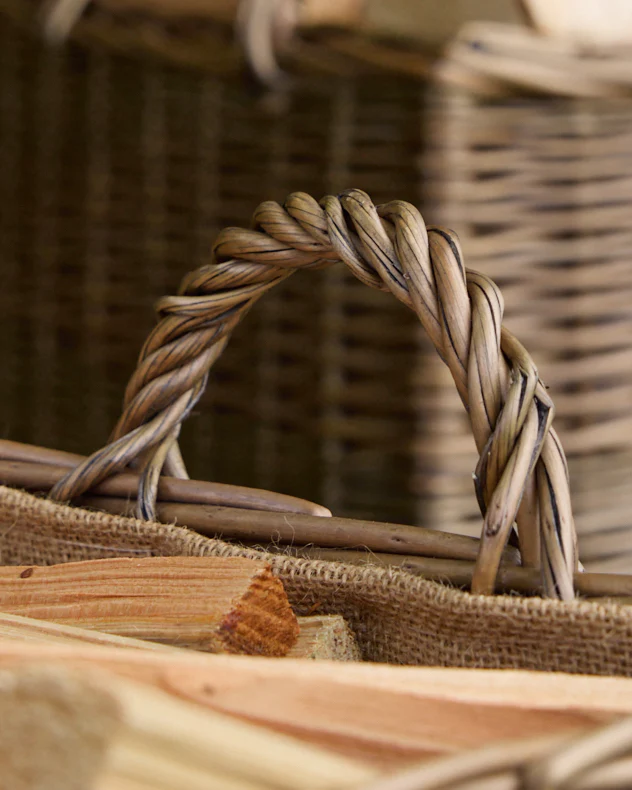 Set of 2 Lined Wicker Log Baskets - Image 4
