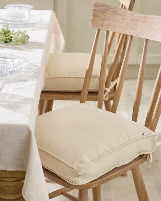 Set of 2 Natural Beige Indoor Seat Cushions