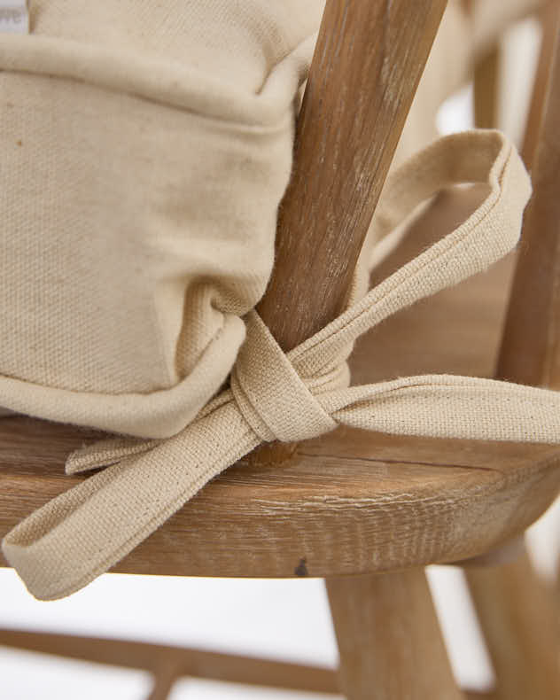 Set of 2 Natural Beige Indoor Seat Cushions - Image 2