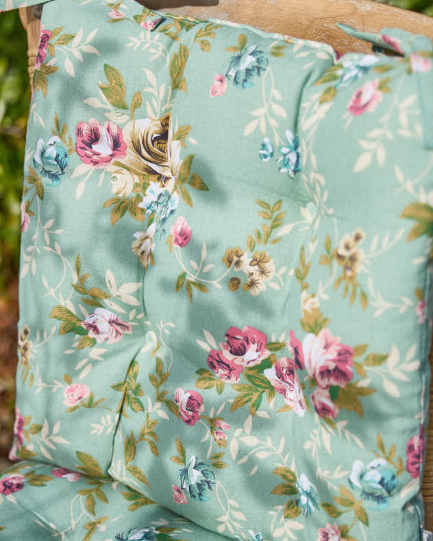 Set of 2 Green Floral Outdoor Seat Pads - Image 2