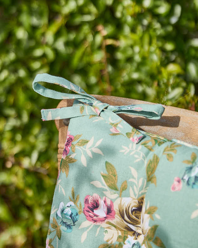 Set of 2 Green Floral Outdoor Seat Pads - Image 3