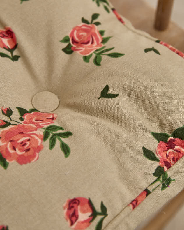 Set of 2 Vintage Rose Indoor Seat Cushions - Image 2