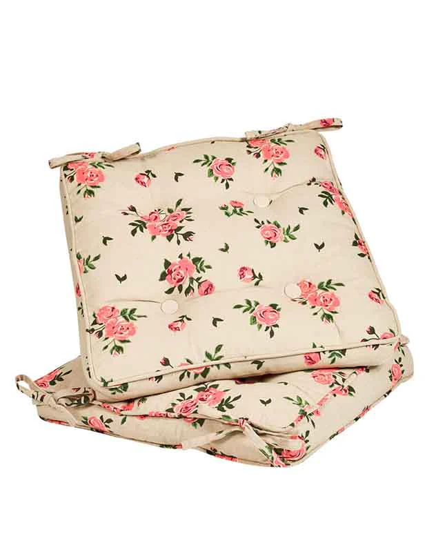 Set of 2 Vintage Rose Indoor Seat Cushions - Image 5