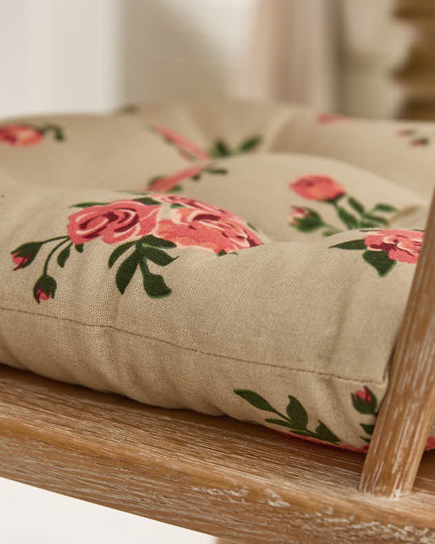 Set of 2 Vintage Rose Indoor Seat Pads - Image 4