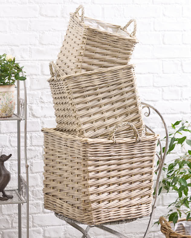 Set of 3 Basket Planters with Handles - Image 3
