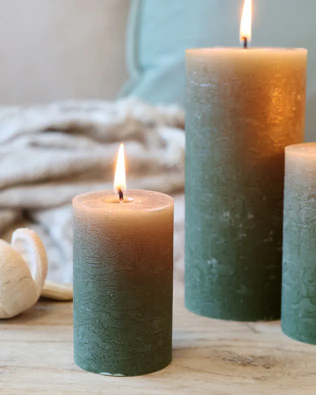 Set of 3 Olive Green Candles - Image 2
