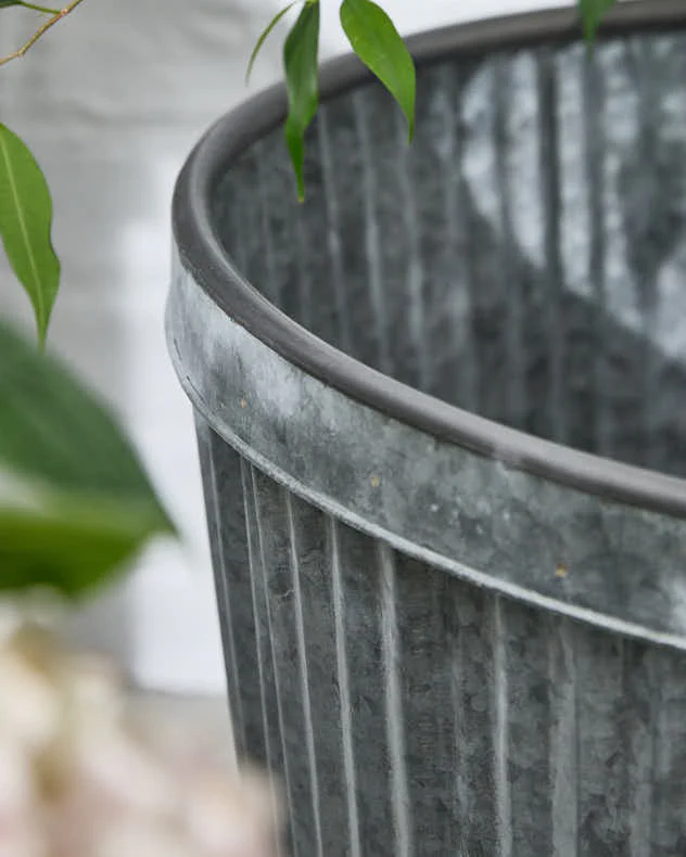 Set of 3 Ribbed Metal Bucket Planters - Image 3