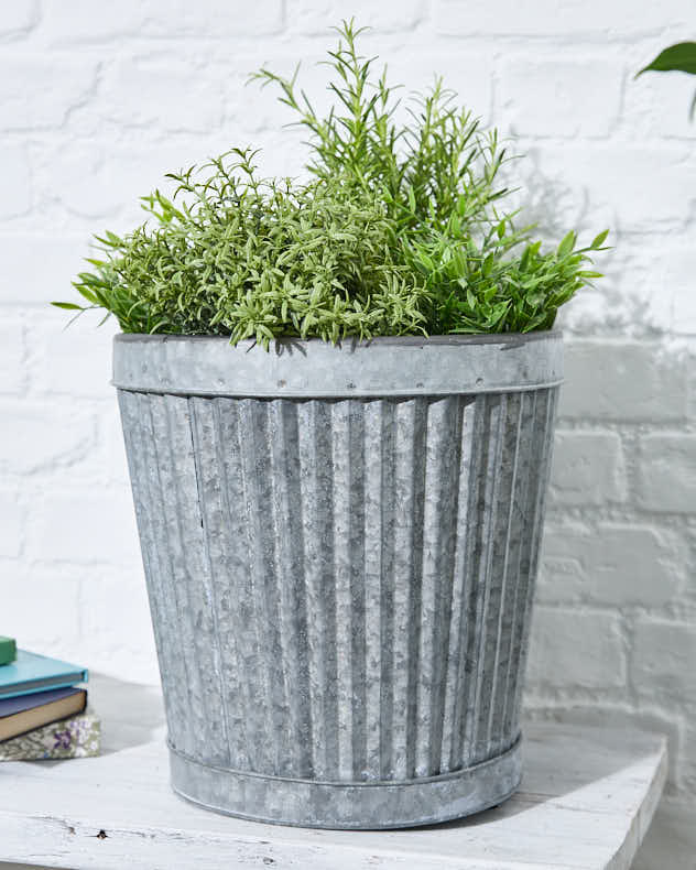 Set of 3 Ribbed Metal Bucket Planters - Image 4