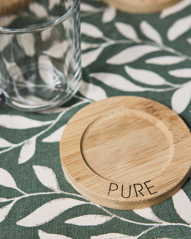 Set of 4 Glass Mugs & Bamboo Coasters - Image 3