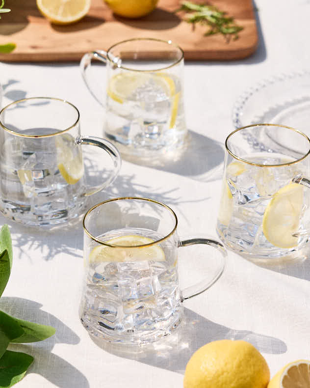 Gold Rimmed Glass Mugs