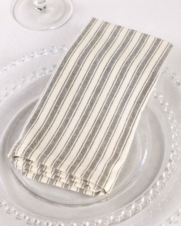 Set of 4 Grey Stripe Fabric Napkins - Image 5