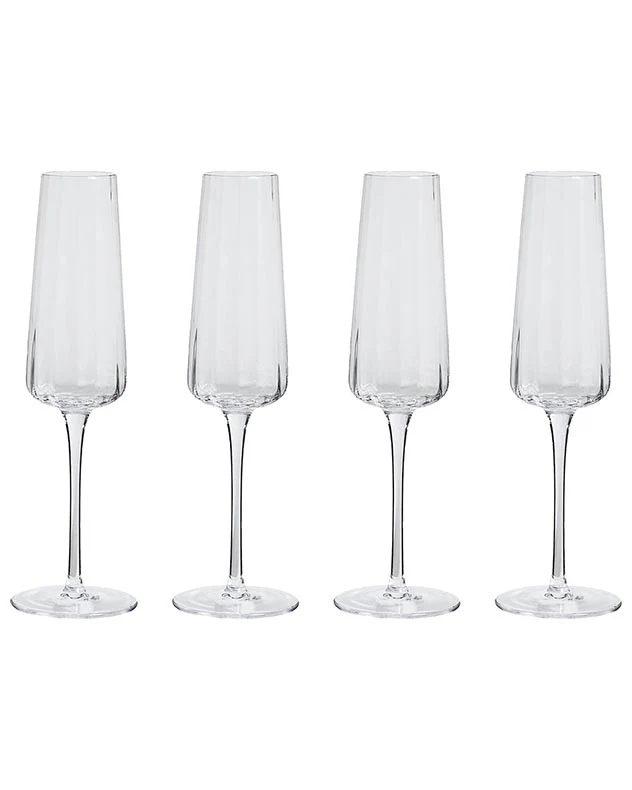 Set of 4 Ribbed Vintage Champagne flutes - Image 5
