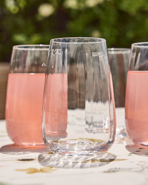Set of 4 Ribbed Vintage Highball Glasses - Image 3