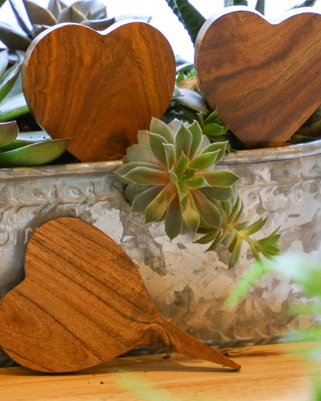Set of 3 Personalised Wood Heart Plant Markers - Image 3