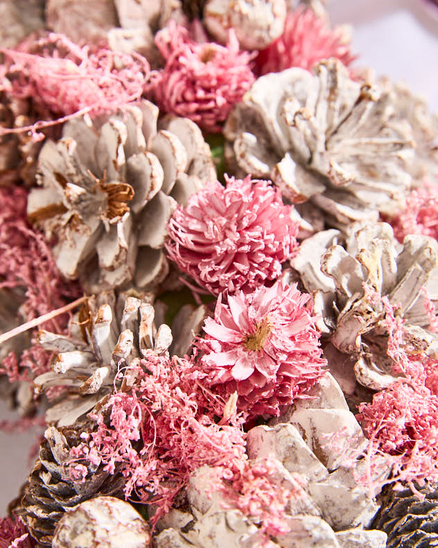 Winter Sparkle Pink Christmas Door Wreath 38cm - Image 3