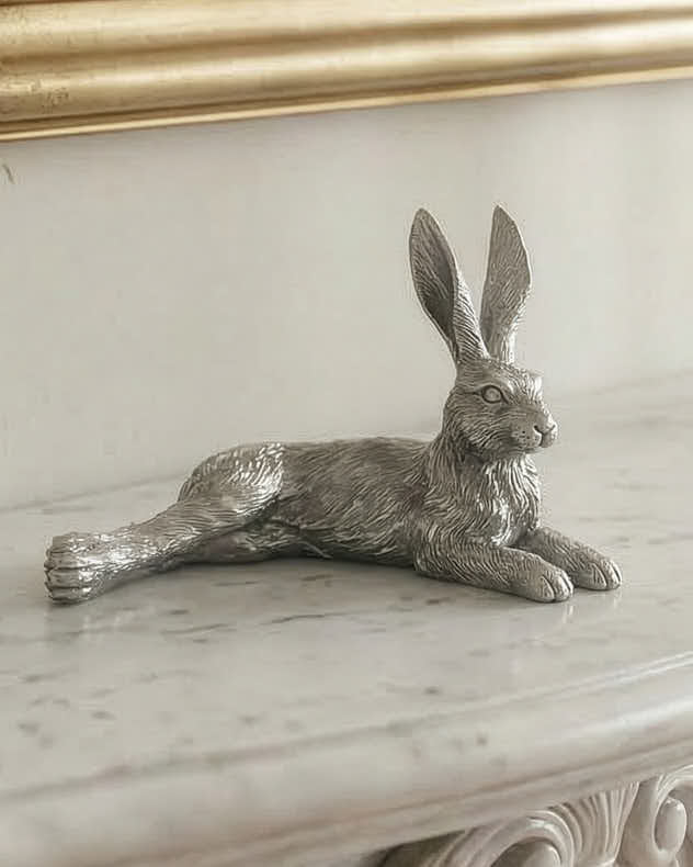 Silver Laying Hare Ornament