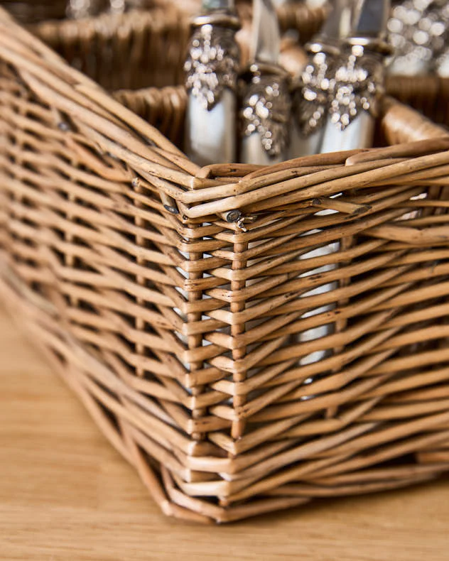 Six Compartment Wicker Cutlery Caddy - Image 4
