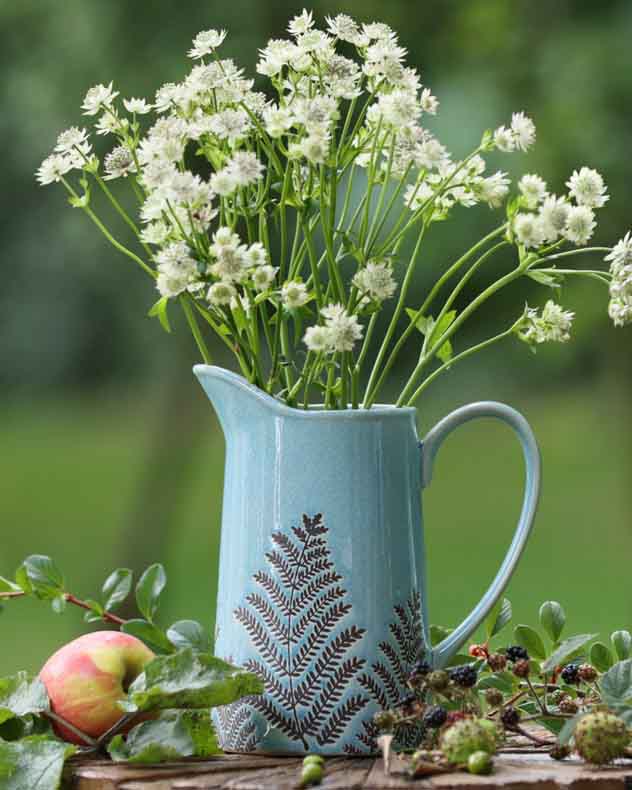 Sky Blue Fern Pitcher Jug Vase - Image 3