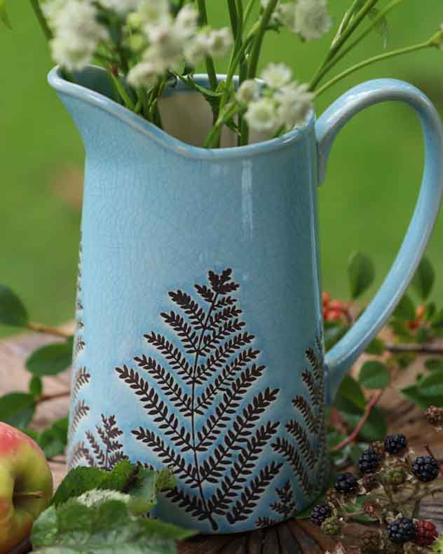 Sky Blue Fern Pitcher Jug Vase - Image 4