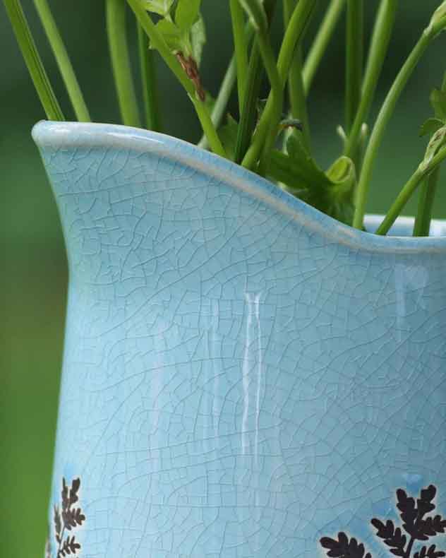 Sky Blue Fern Pitcher Jug Vase - Image 5