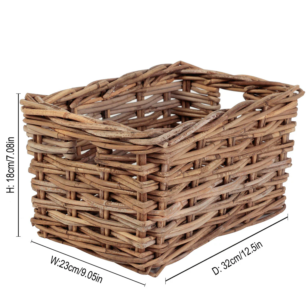 Small Grey Rattan Storage Basket - Image 4
