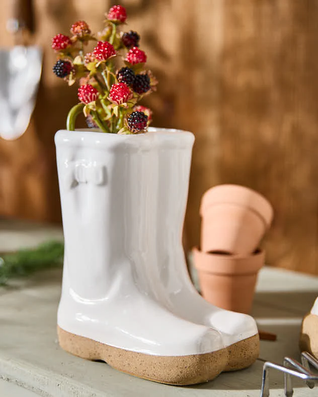 White Wellington Boots Plant Pot - Image 3