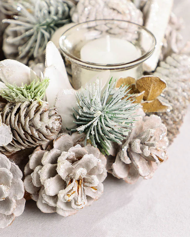Snowy Pinecone Tealight Centrepiece - Image 2