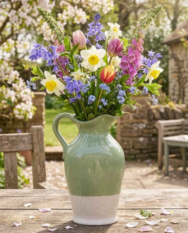 Green & White Two Tone Jug Vase - Image 3