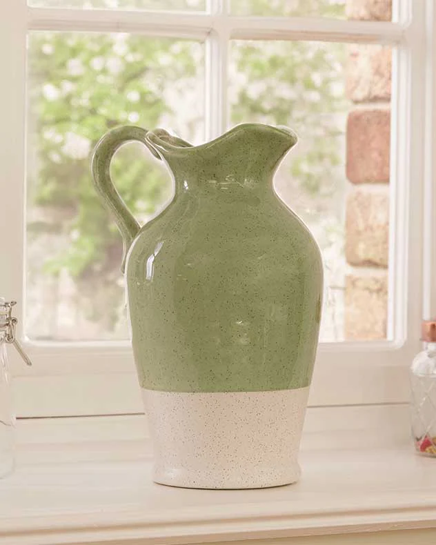 Green & White Two Tone Jug Vase - Image 4