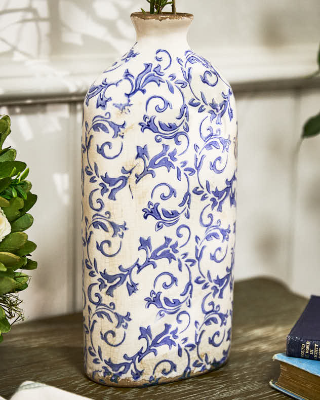 Solene Blue Botanical Bottle Vase - Image 3