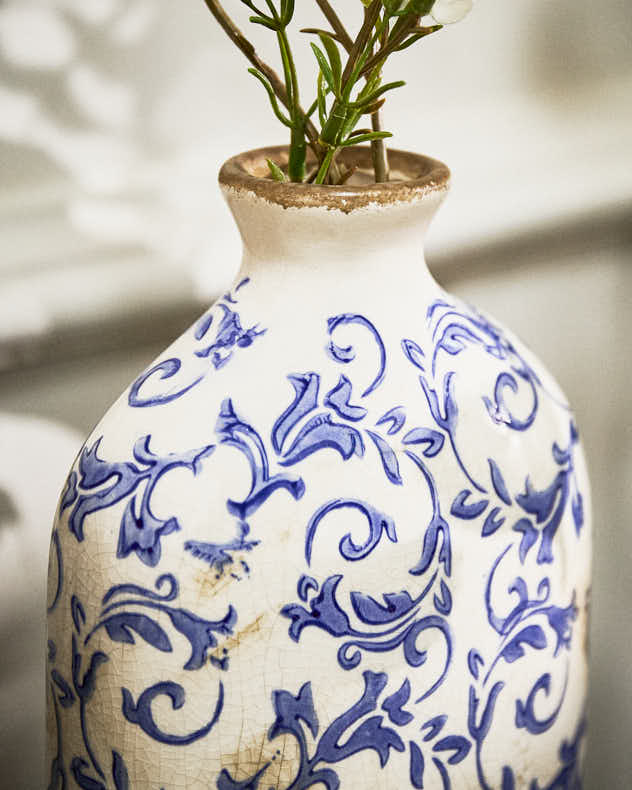 Solene Blue Botanical Bottle Vase - Image 4
