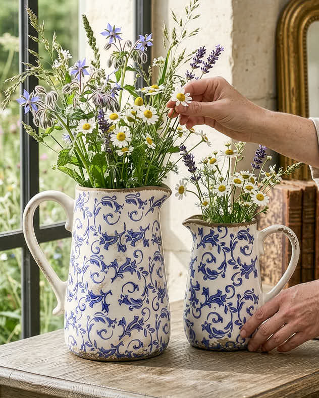 Solene Blue Botanical Pitcher Jug